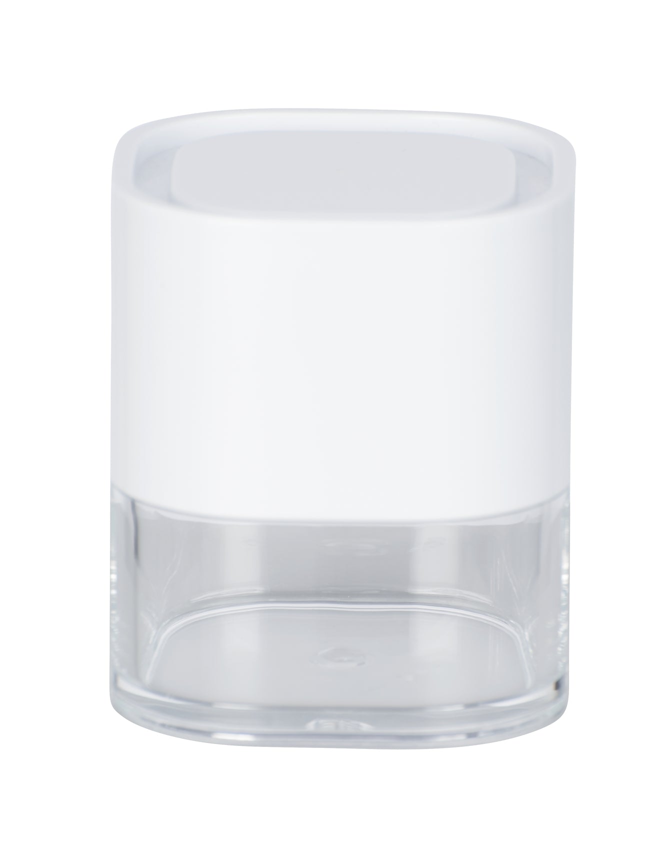 BATHROOM STORAGE JAR - ORIA - WHITE & CLEAR ACRYLIC - 7.5X8.5X7.5CM