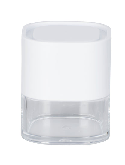 BATHROOM STORAGE JAR - ORIA - WHITE & CLEAR ACRYLIC - 7.5X8.5X7.5CM