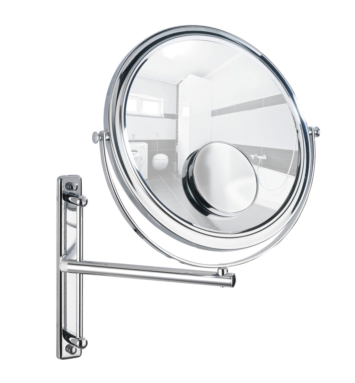 COSMETIC WALL MIRROR WITH SWIVELLING ARM - 3X 7X MAGNIF -BIVONA MODEL