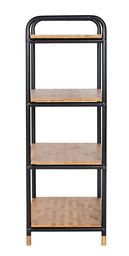 4-TIER SHELVING UNIT - LOFT RANGE - BAMBOO & METAL