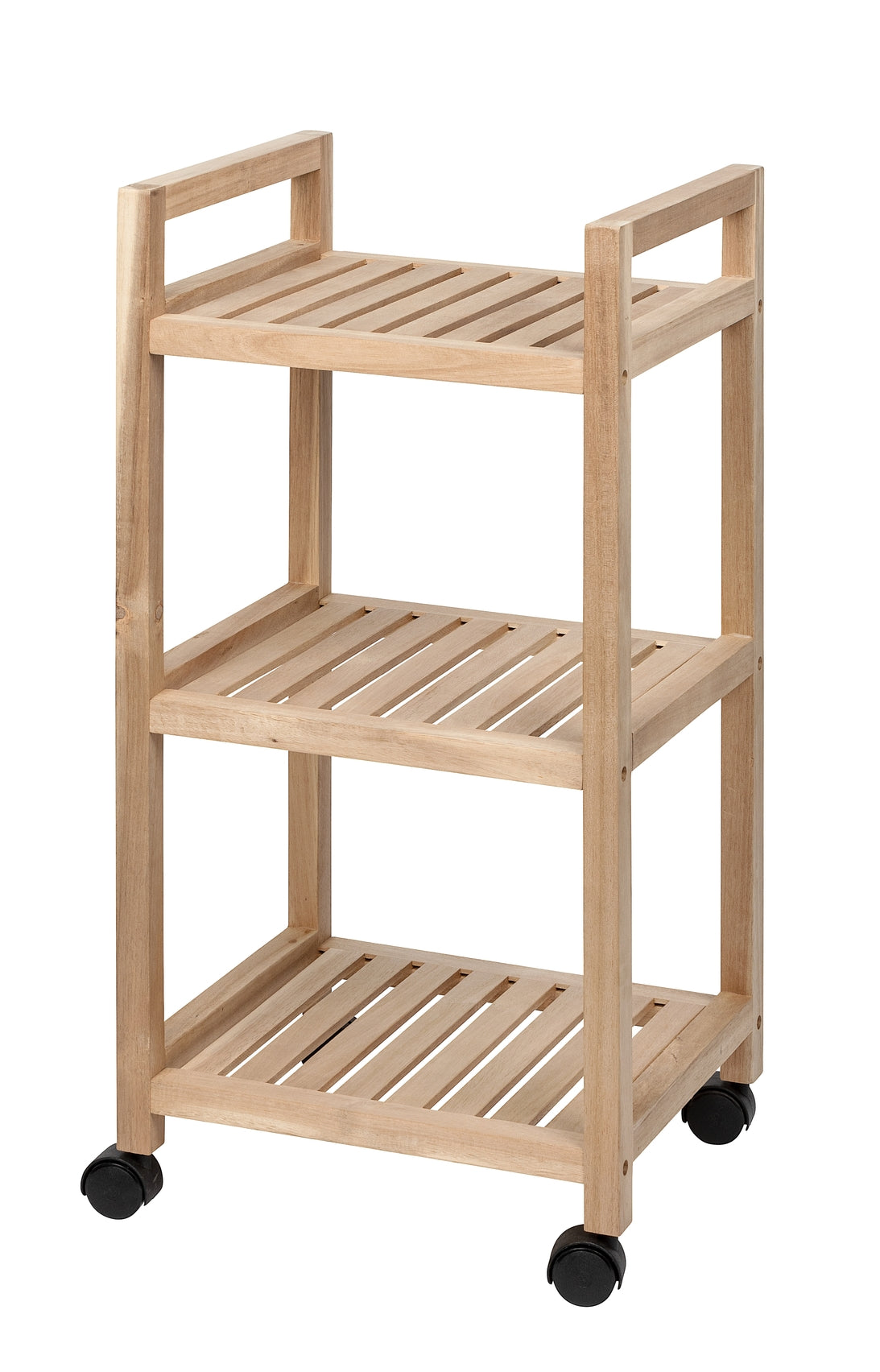 3-TIER SHELVING UNIT WITH WHEELS - ACINA RANGE - ACACIA WOOD