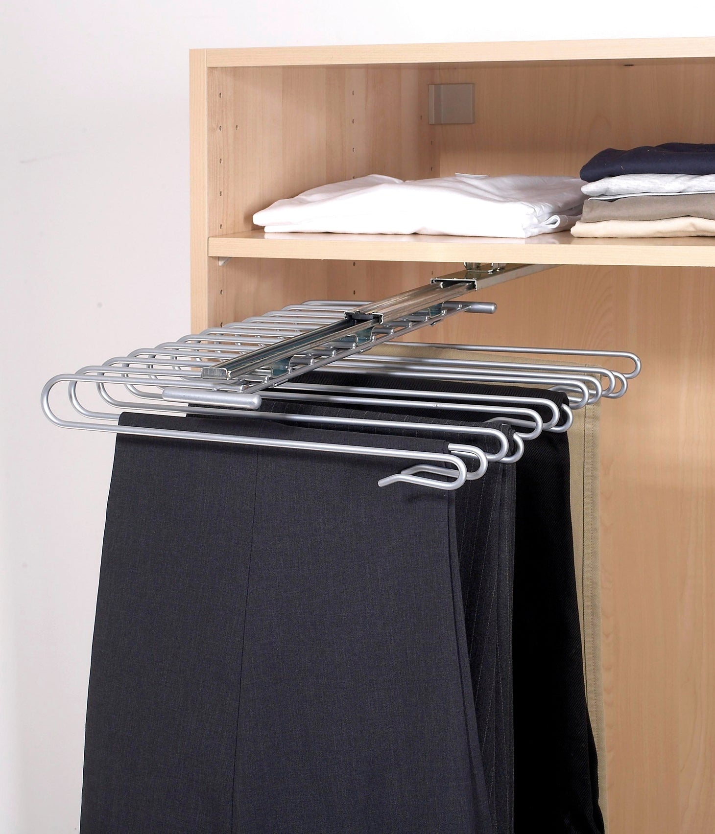 HYDERON Metal Pull Out Pants Rack, 22 Arms Steel Pull Out Pants Hangers/Jeans  Hangers For Closet, Clothes Organiser Storage Bar Pants Slide Out Rack  Trousers Rack. Mocha : Amazon.in: Home & Kitchen