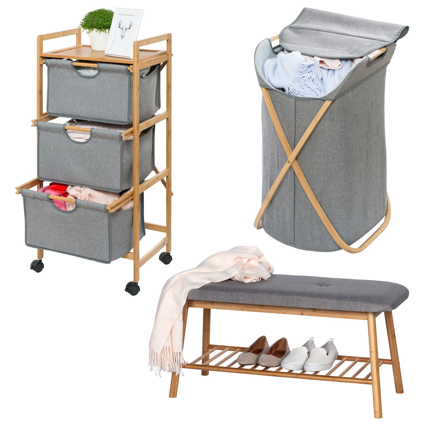 LAUNDRY BIN 79L - BAHARI RANGE - BAMBOO GREY