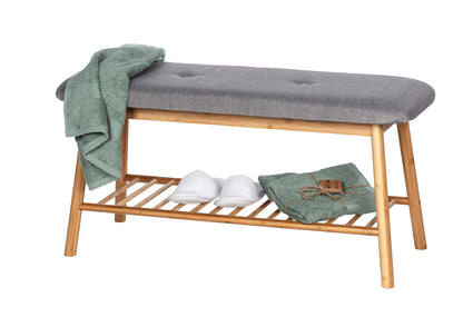 SHOE BENCH WITH CUSHION - BAHARI RANGE - BAMBOO GREY