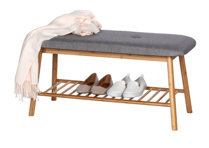 SHOE BENCH WITH CUSHION - BAHARI RANGE - BAMBOO GREY