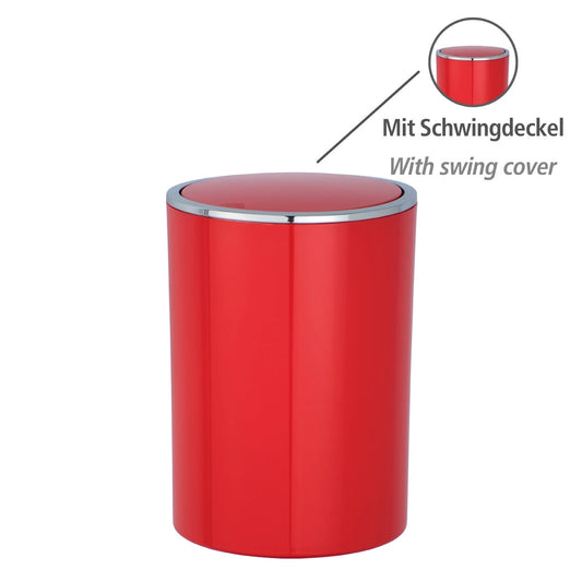 5L SWING BIN - INCA RANGE - PLASTIC - RED & CHROME