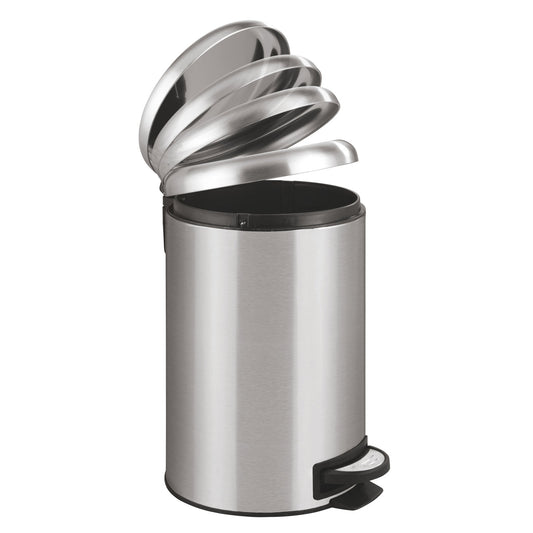 12L PEDAL BIN - LEMAN - EASY-CLOSE - STAINLESS STEEL - SILVER