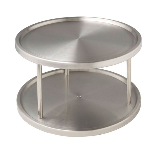 CUPBOARD TURNTABLE - 2-TIER LAZY SUSAN - DUO - STAINLESS STEEL - 26cm