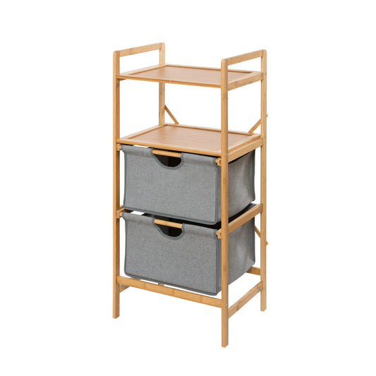 SHELF UNIT WITH 2 DRAWERS - BAHARI RANGE - BAMBOO - 34X44X96CM