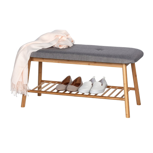 SHOE BENCH WITH CUSHION - BAHARI RANGE - BAMBOO GREY